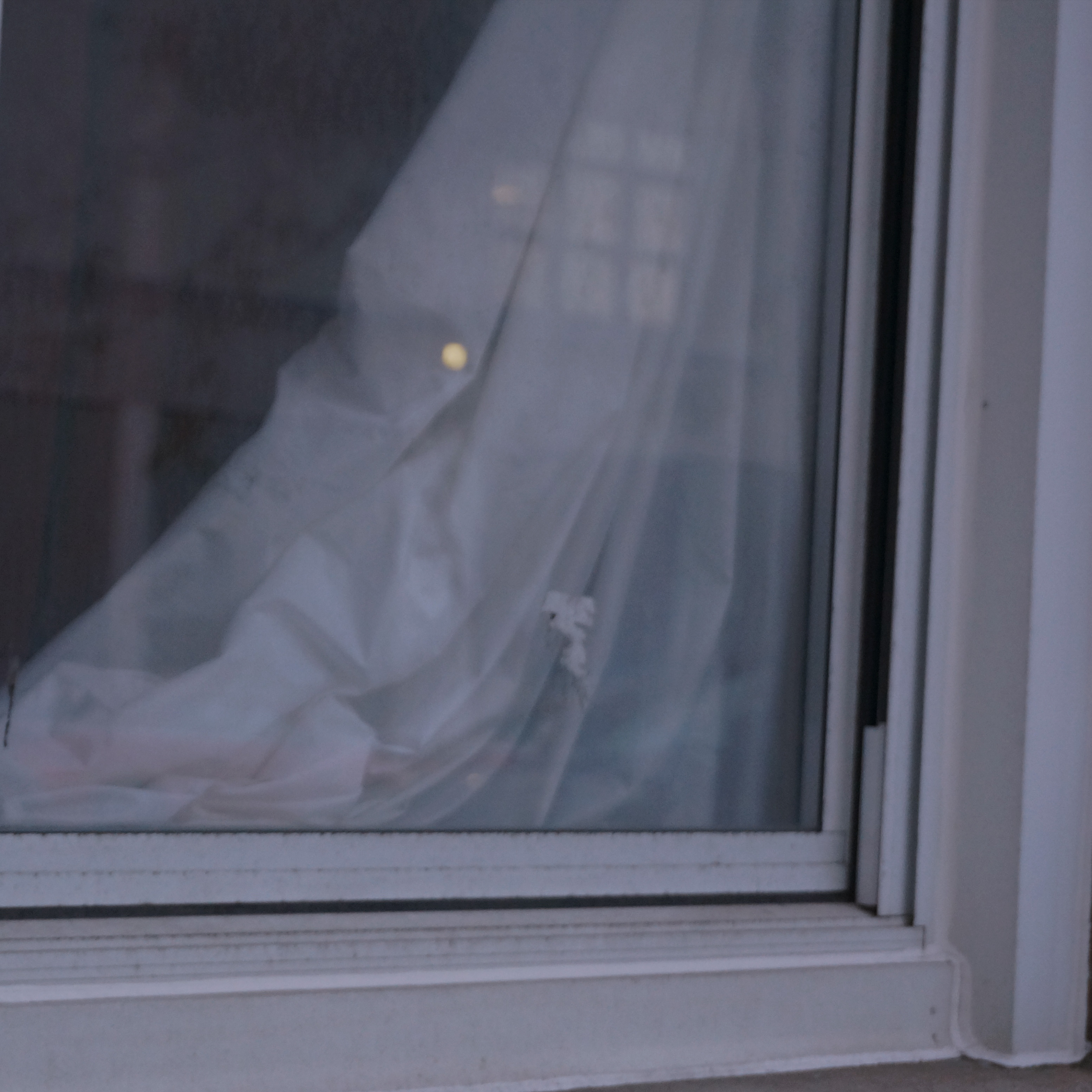 A translucent curtain seen through a window